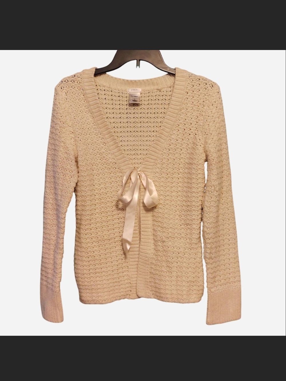 Old Navy Cream Knit Tie-Front Cardigan